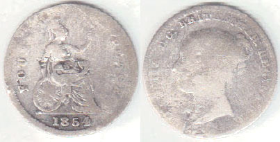 1854 Great Britain silver Fourpence A002021